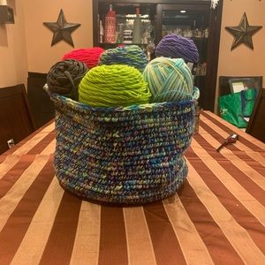 Hand crocheted big basket.